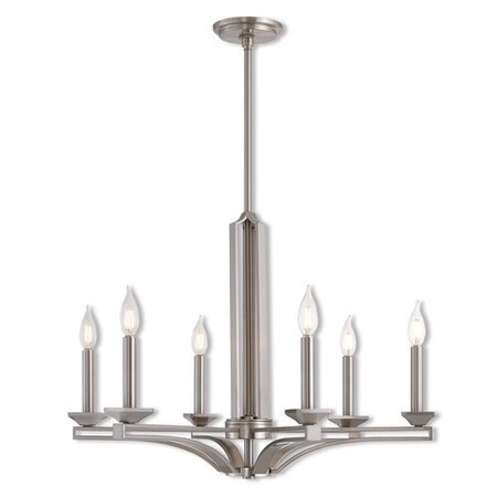 Livex Lighting Trumbull 6 Light Brushed Nickel Chandeli 40056-91